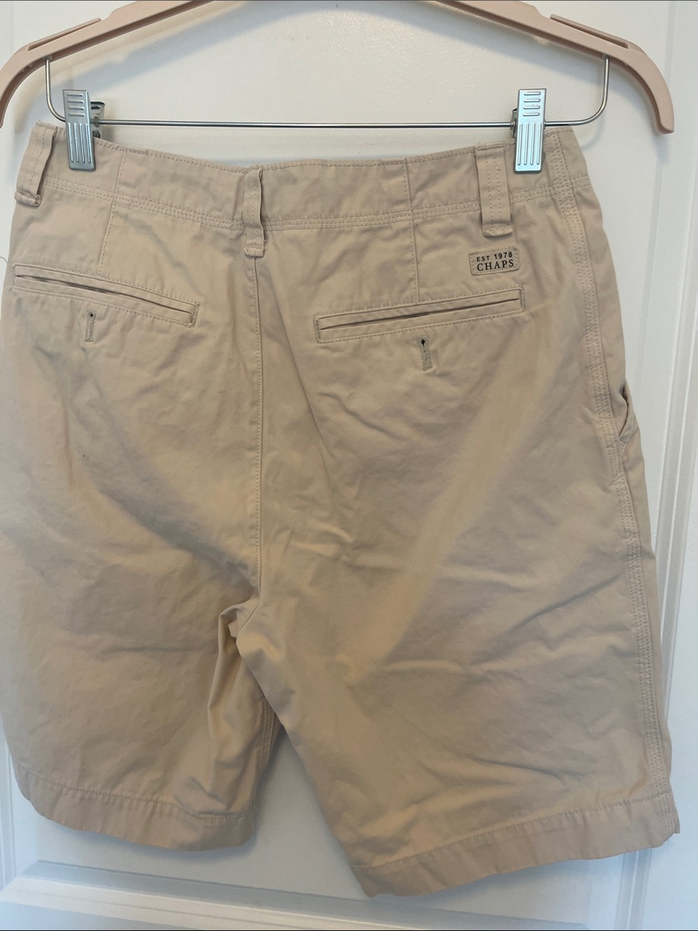 Chaps Men's Khaki Flat-Front Cotton Blend Shorts - Picture 2 of 2